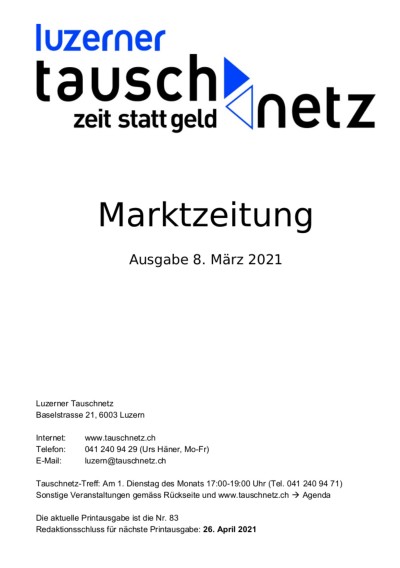 Titel Marktzeitung vom 8. MÃ¤rz 2021